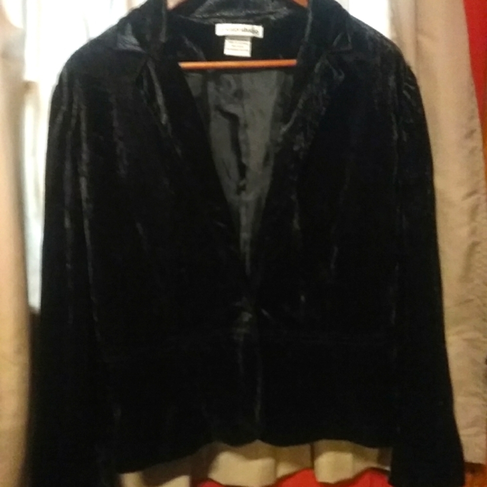 Envisions Studio Black velour dress jacket